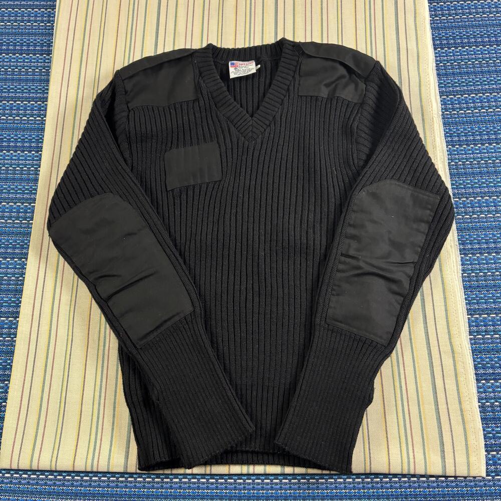 Commando By Jack Young Sweater Mens Large Black Wool V Neck Tactical Workwear E